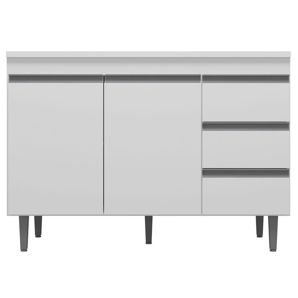 Balcão Gabinete Cozinha 100cm Com Tampo 2 Portas Branco