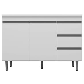 Balcão Gabinete Cozinha 100cm Com Tampo 2 Portas Branco