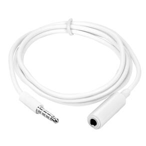 Cabo de áudio Conwork 3,5 mm, 4 pólos, macho para fêmea, 1 m, branco, pacote com 2