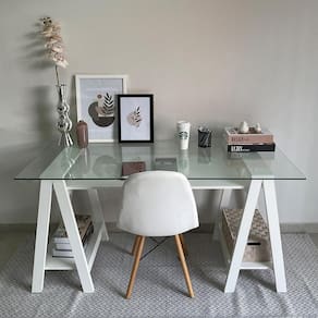 Mesa De Computador Com Vidro Louisiana Branco