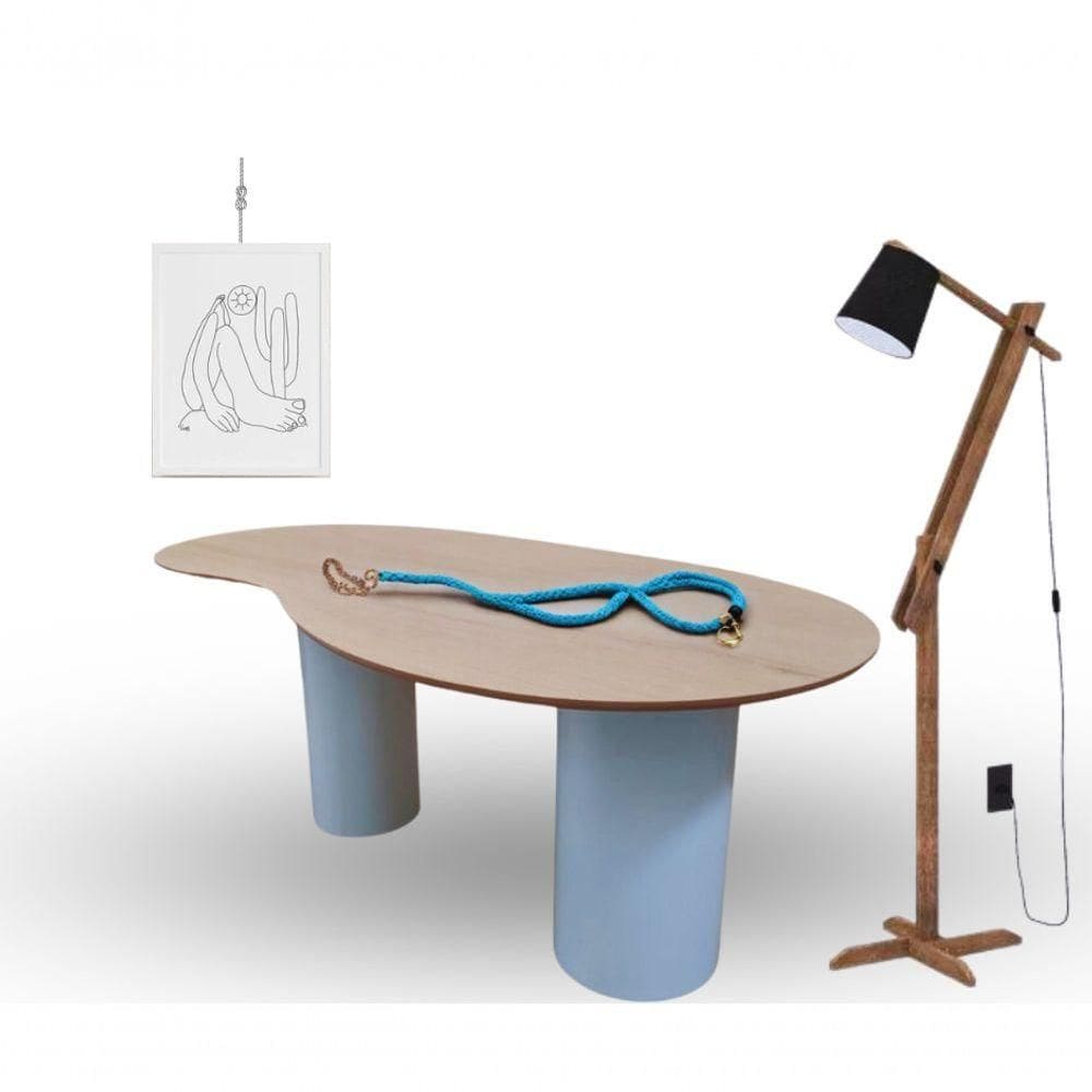 Mesa Organica Bean Laca+freijo Claro 198x122cm