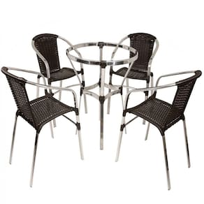 Conjunto De 6 Cadeiras E Mesa Floripa Em Alumínio Trama