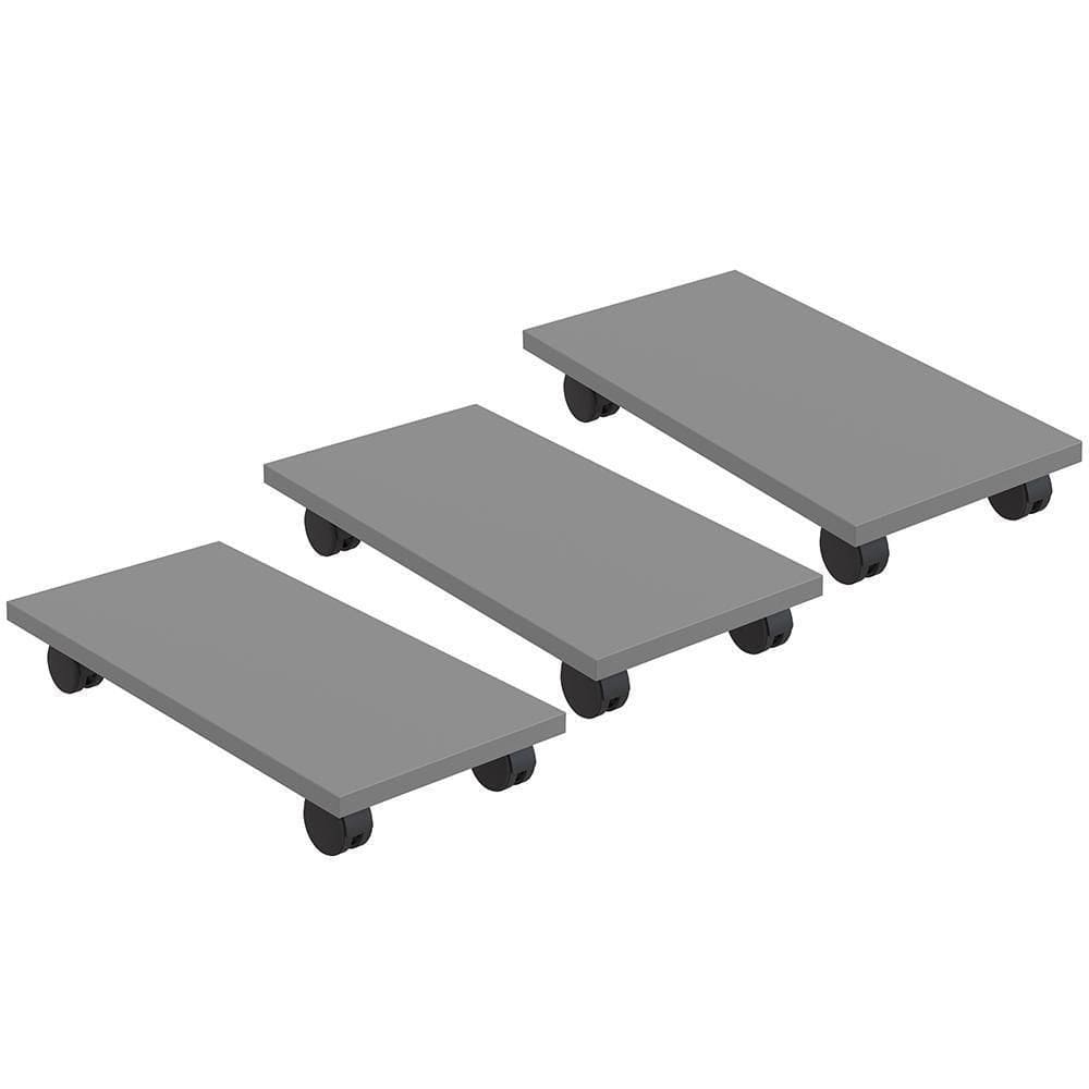Kit 03 Suportes Para Cpu Com Rodízios Cyber L03 Cinza
