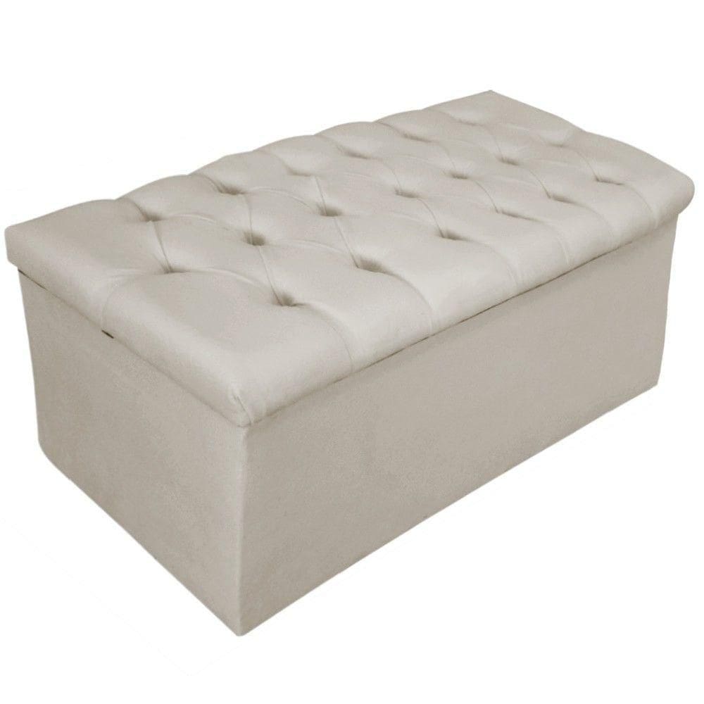 Calçadeira Baú Estofada Mel 90 Cm Solteiro Suede Bege