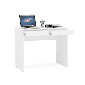 Mesa Tijuca 90cm 2 Gavetas Politorno Branco