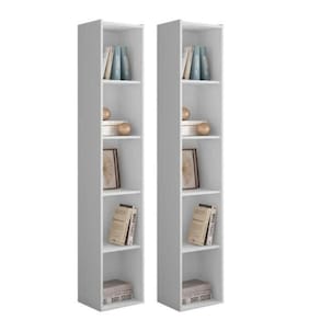 Estante Livreiro Com Prateleiras Janaína Kit 2 Unid Branco