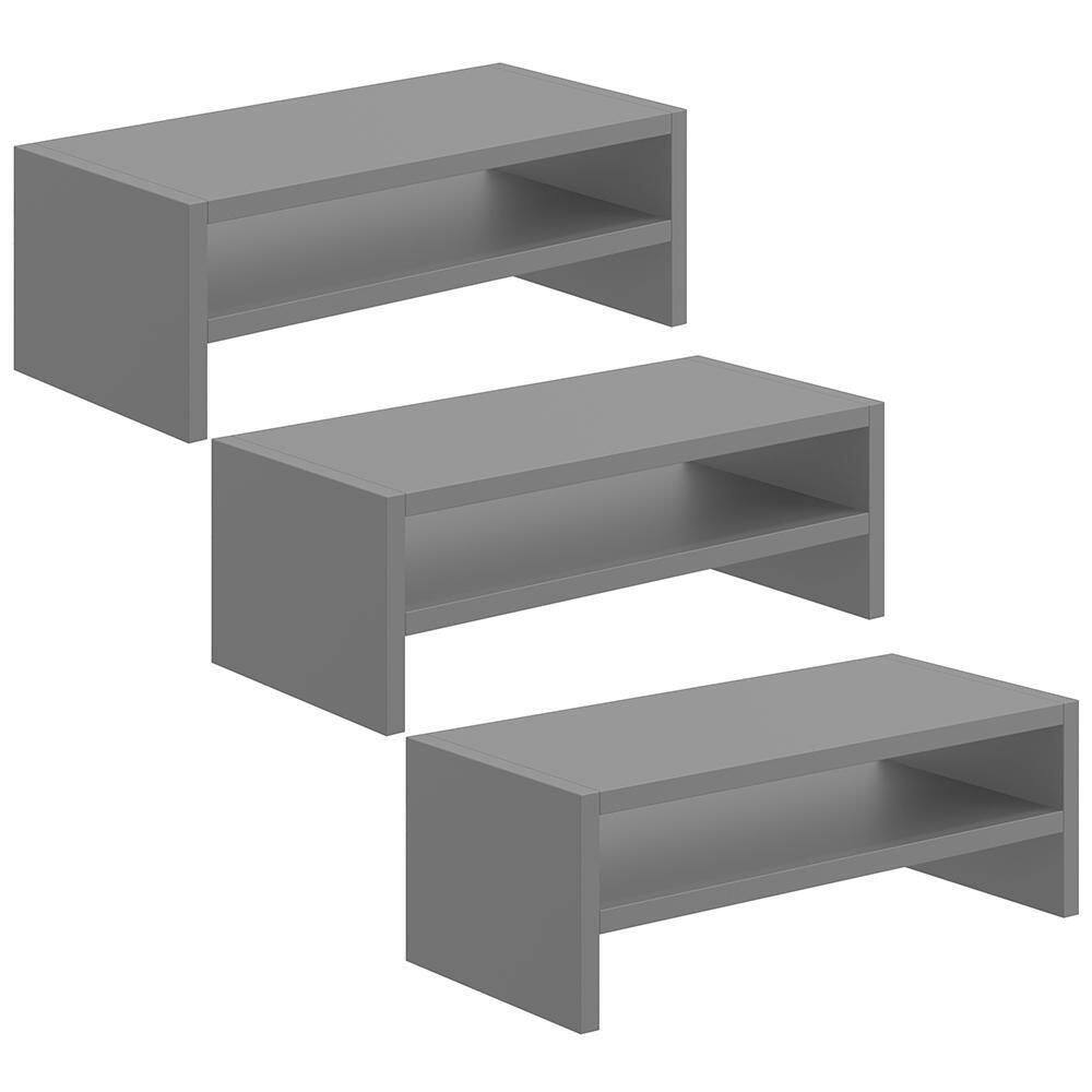 Kit 03 Suportes Stand Para Monitores Mesa Escritório Home Office Lap L03 Cinza