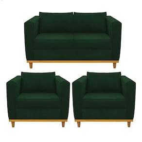 Kit Sofá 2 Lugares E 2 Poltronas Europa Suede Doce Sonho Móveis Cor Verde