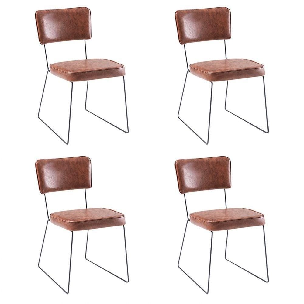 Kit 4 Cadeiras De Jantar Decorativa Base Aço Preto Luigi Pu Caramelo - Gran Belo