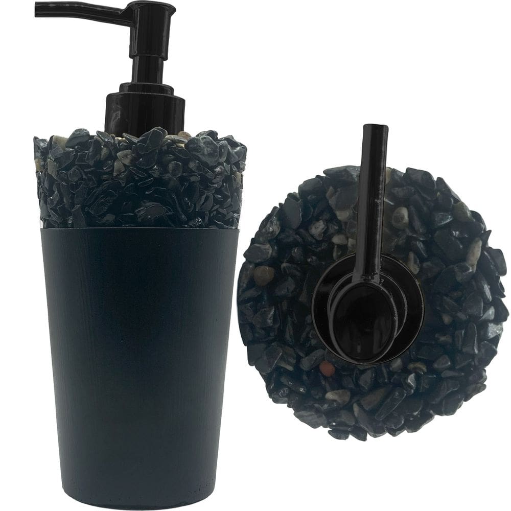 Saboneteira Líquida Com Pedras Pretas Rústica Cor Preto