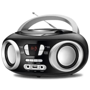 Radio CD Player Portatil Mondial USB FM Preto Entrada para fone