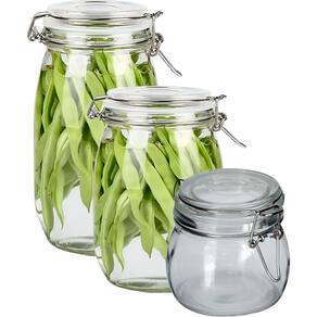 Kit 6 Potes De Vidro Hermético Vedação Mantimentos Conserva