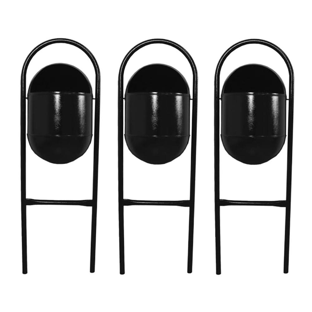 Kit 3 Lixeira Portugal FechadaChapa Parque Calçada Rua 115cm