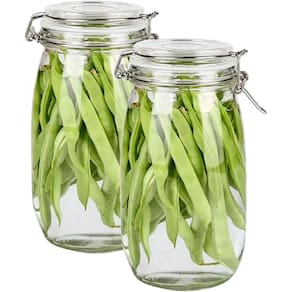 Kit 5 Potes Vidro Tampa Hermético Vedação Conserva 1,5Litros