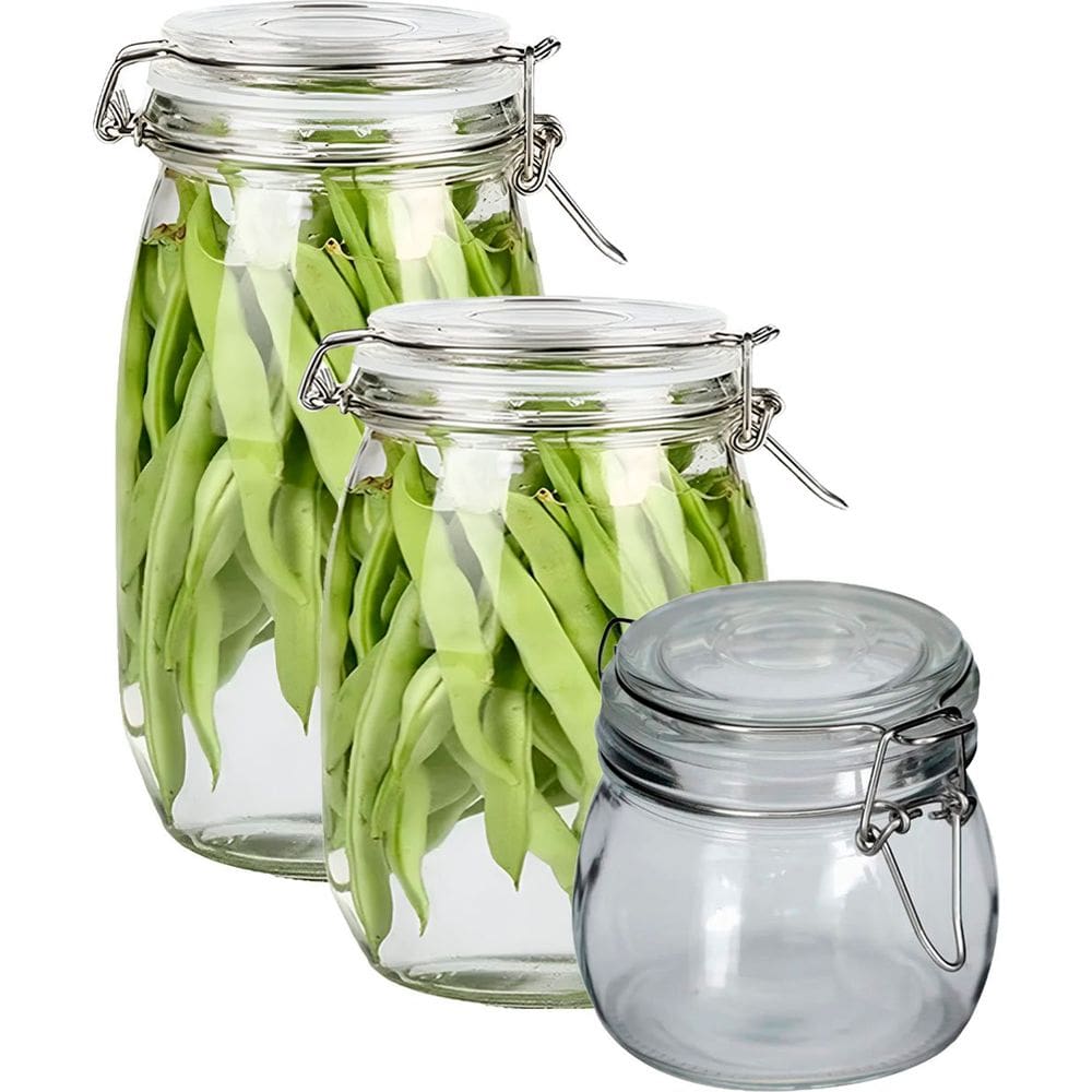 Kit 3 Potes De Vidro Hermético Vedação Mantimentos Conserva
