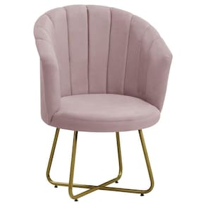 Poltrona Pérola Base De Metal Dourada Veludo - Star Confort Rose