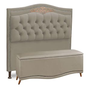 Cabeceira E Calçadeira Baú Queen Size Belize 160Cm Marfim