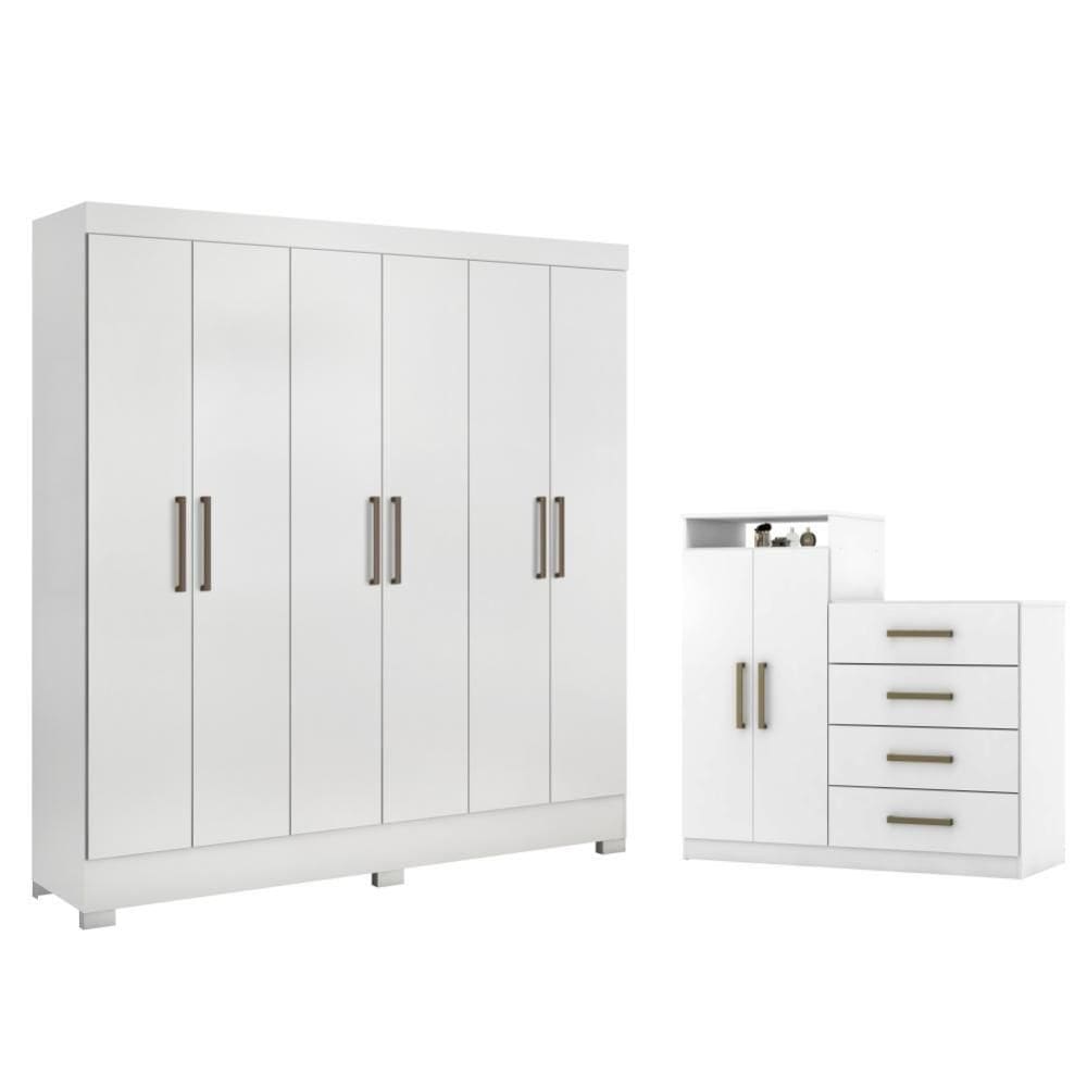 Jogo De Quarto Roupeiro E Comoda Bona Branco