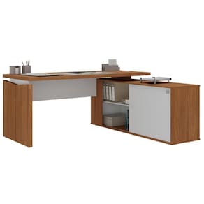 Mesa Em L Para Escritório Argentina Freijó Branco