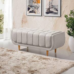 Recamier Alemanha 1,30m Com Base Madeira Linho Sofatec Palha
