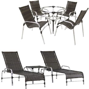4 Cadeiras E Mesa 2 Espreguiçadeiras E Mesa Pedra Ferro
