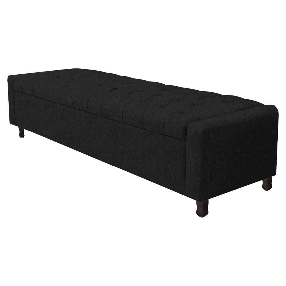 Calçadeira Baú Casal Everest P02 140cm Para Cama Box Corano - Doce Sonho Móveis Preto