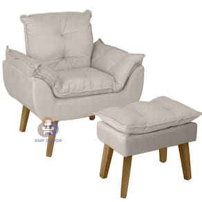 Poltrona Opala e Puff Opala Suede Bege