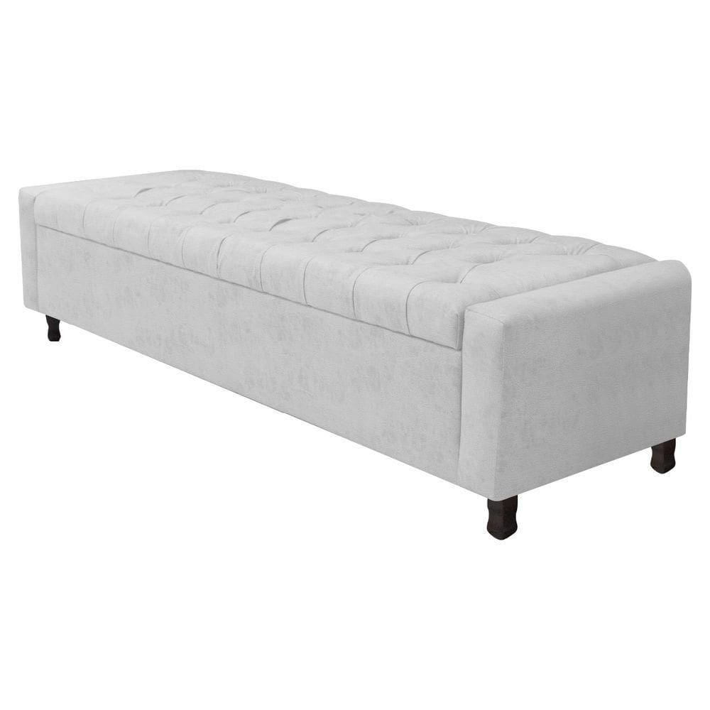 Calçadeira Baú Queen Everest P02 160cm Para Cama Box Corano Branco