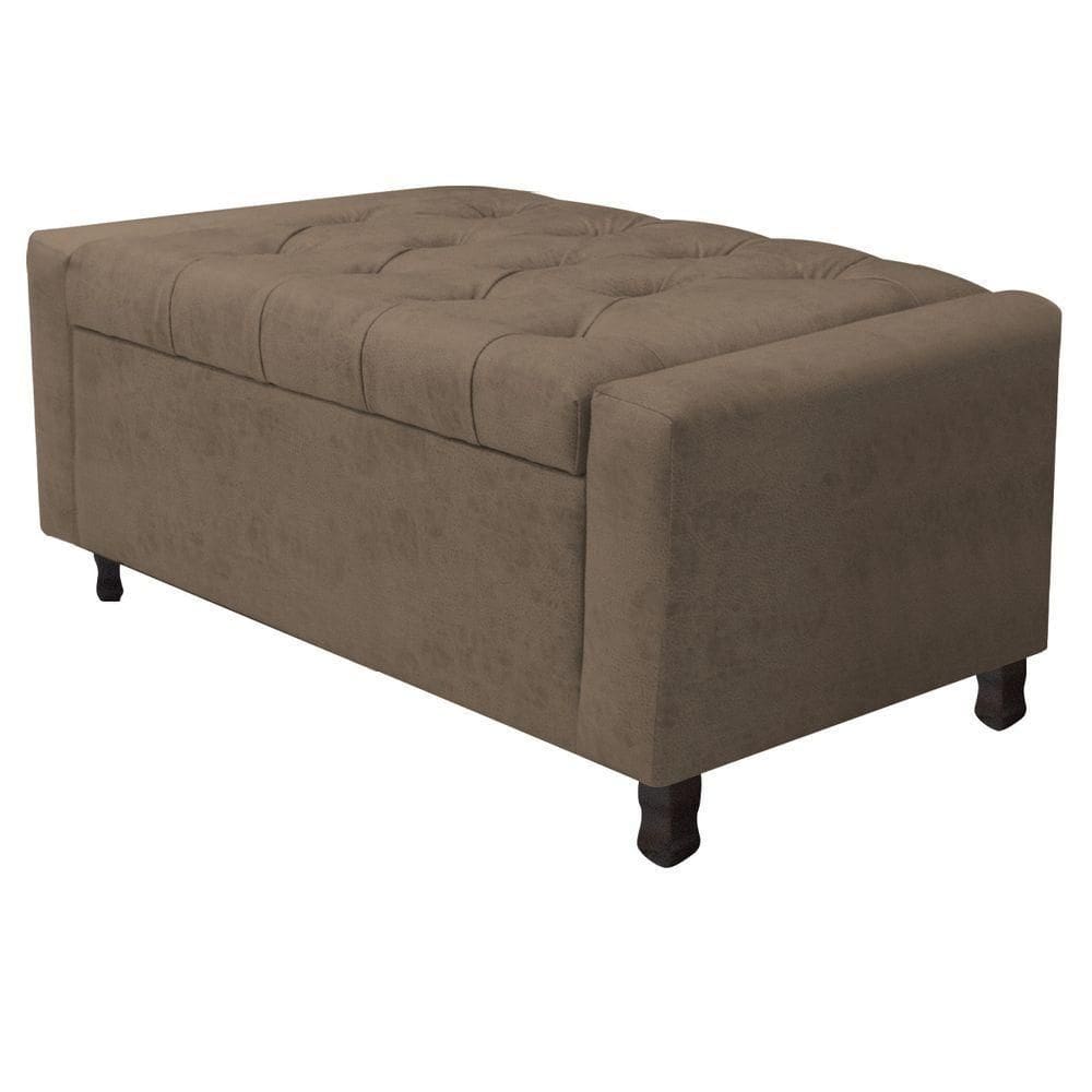 Calçadeira Baú Solteiro Everest P02 90cm Para Cama Box Suede - Doce Sonho Móveis Marrom