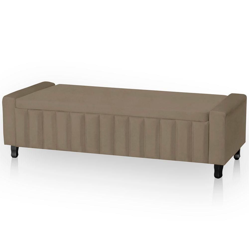 Cabeceira Casal Estofada Para Cama Box Ayla Veludo Cor Capuccino