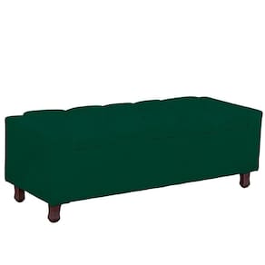 Calçadeira Baú Casal Estofada Valencia Veludo Cor Verde Esmeralda