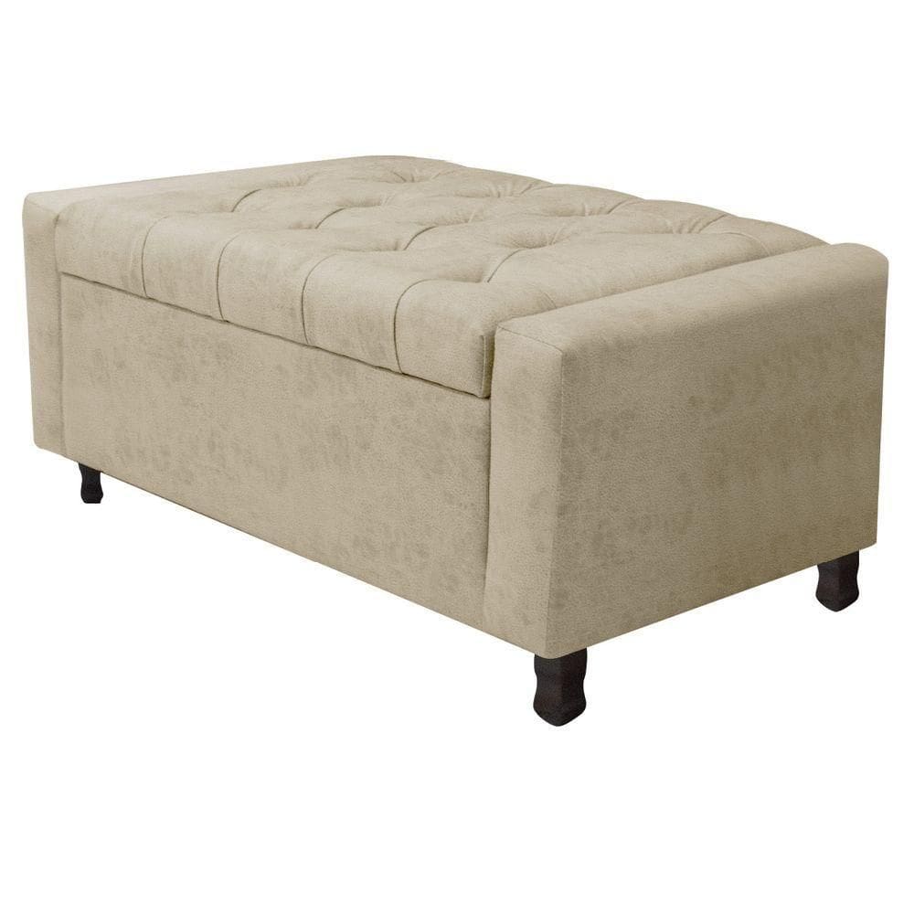 Calçadeira Baú Solteiro Everest P02 90cm Para Cama Box Corano - Doce Sonho Móveis Bege