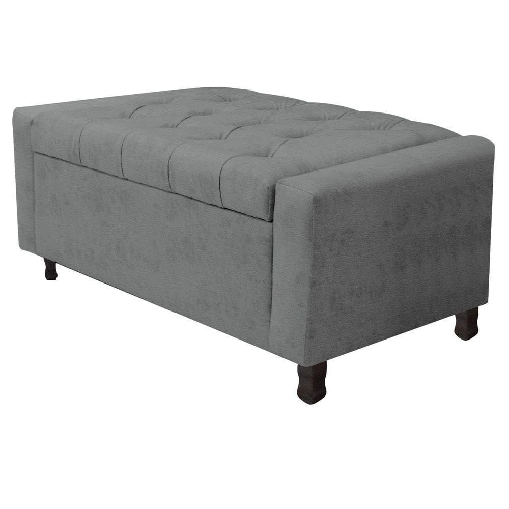 Calçadeira Baú Solteiro Everest P02 90cm Para Cama Box Corano Cinza
