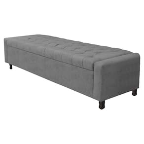 Calçadeira Baú Casal Everest P02 140cm Para Cama Box Suede Cinza