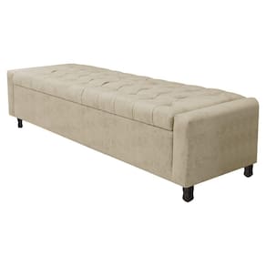 Calçadeira Baú Queen Everest P02 160cm Para Cama Box Corano Bege