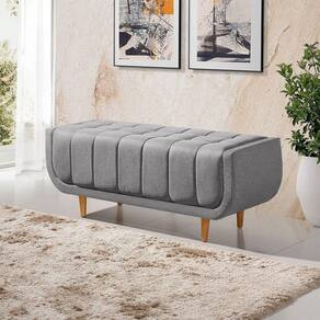 Recamier Alemanha 1,30m Com Base Madeira Linho Sofatec Prata