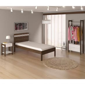 Quarto Solteiro 3Pçscm8010 Az1016 Az1011 Qt11 Nogal Branco