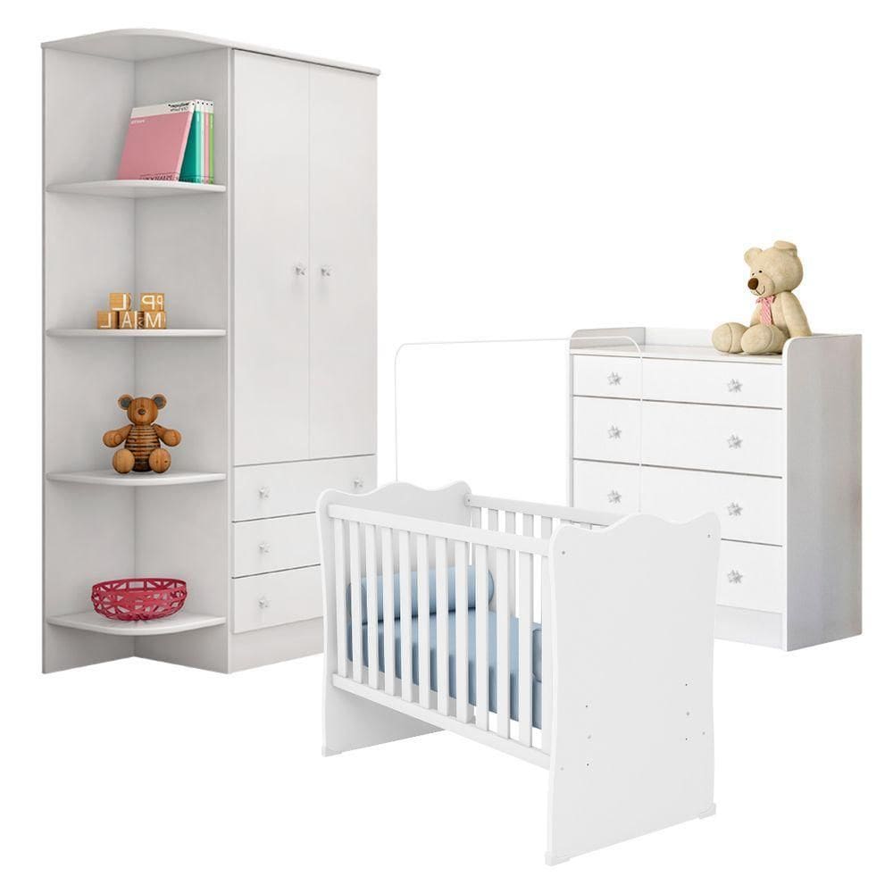 Conjunto Completo Quarto Infantil Quebec Branco Branco