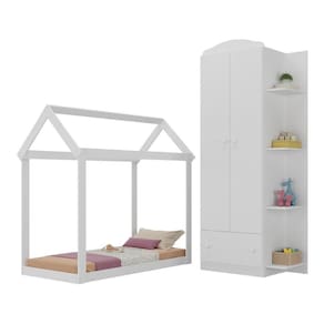 Quarto Infantil Com Cama Montessoriana/colchão/guarda-roupas João E Maria Multimóveis Mx4272 Branco