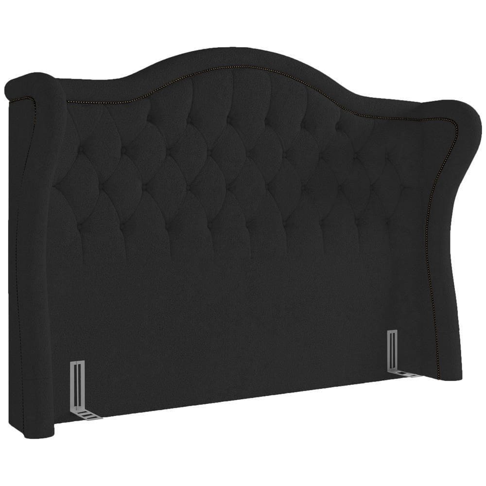 Cabeceira Cama Box Casal 160 Cm P05 Lisboa Bouclê Preto - Lyam Decor