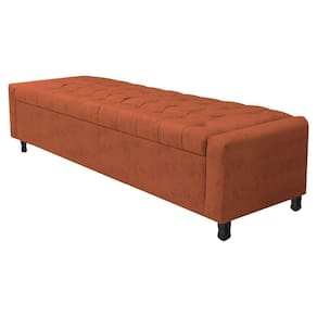 Calçadeira Baú Queen Everest P02 160cm Para Cama Box Suede - Doce Sonho Móveis Terracota