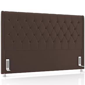 Cabeceira Cama Box King 195cm Estofada Frizza P05 Veludo Marrom - Lyam Decor
