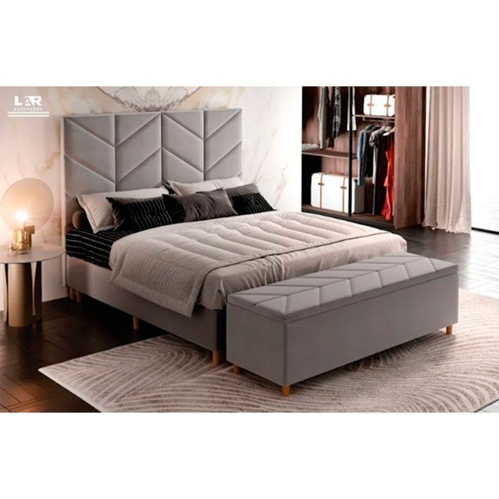 Cabeceira Barcelona King 193 Cm Suede Meu Sofá Online Cinza