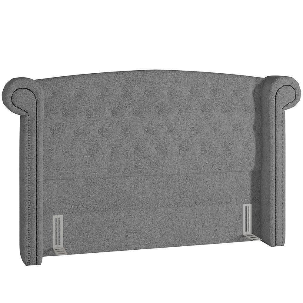 Cabeceira Cama Box Casal 140cm Sofia Bouclê Cinza