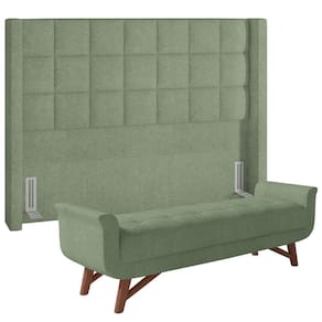 Kit Cabeceira Cama Box Paris 160cm Com Puff Recamier Itália P05 Bouclê Oliva