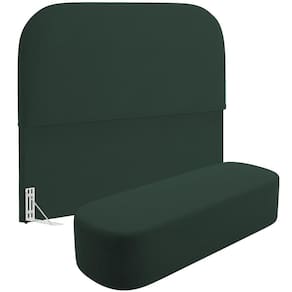 Cabeceira Cama Box Queen 160cm Lanna Com Puff Recamier Doha W01 Suede Verde Musgo - Lyam Decor