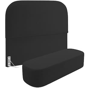 Cabeceira Cama Box Queen 160cm Lanna Com Puff Recamier Doha W01 Bouclê Preto - Lyam Decor
