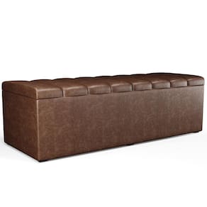 Calçadeira Recamier Baú Para Cama De Casal King Dália 195x50 Cm W01 Couríssimo Marrom - Lyam