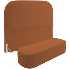 Cabeceira Cama Box Casal 140cm Lanna Com Puff Recamier Doha W01 Bouclê Terracota - Lyam Decor