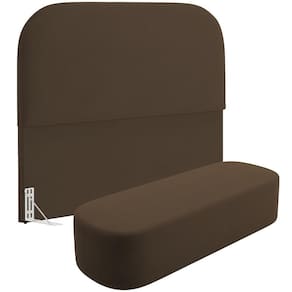Cabeceira Cama Box Queen 160cm Lanna Com Puff Recamier Doha W01 Suede Marrom - Lyam Decor